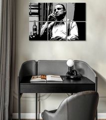 A legnagyobb maffiózók vásznon THE GODFATHER - VITO CORLEONE egy üveg whiskyvel 120x80 cm